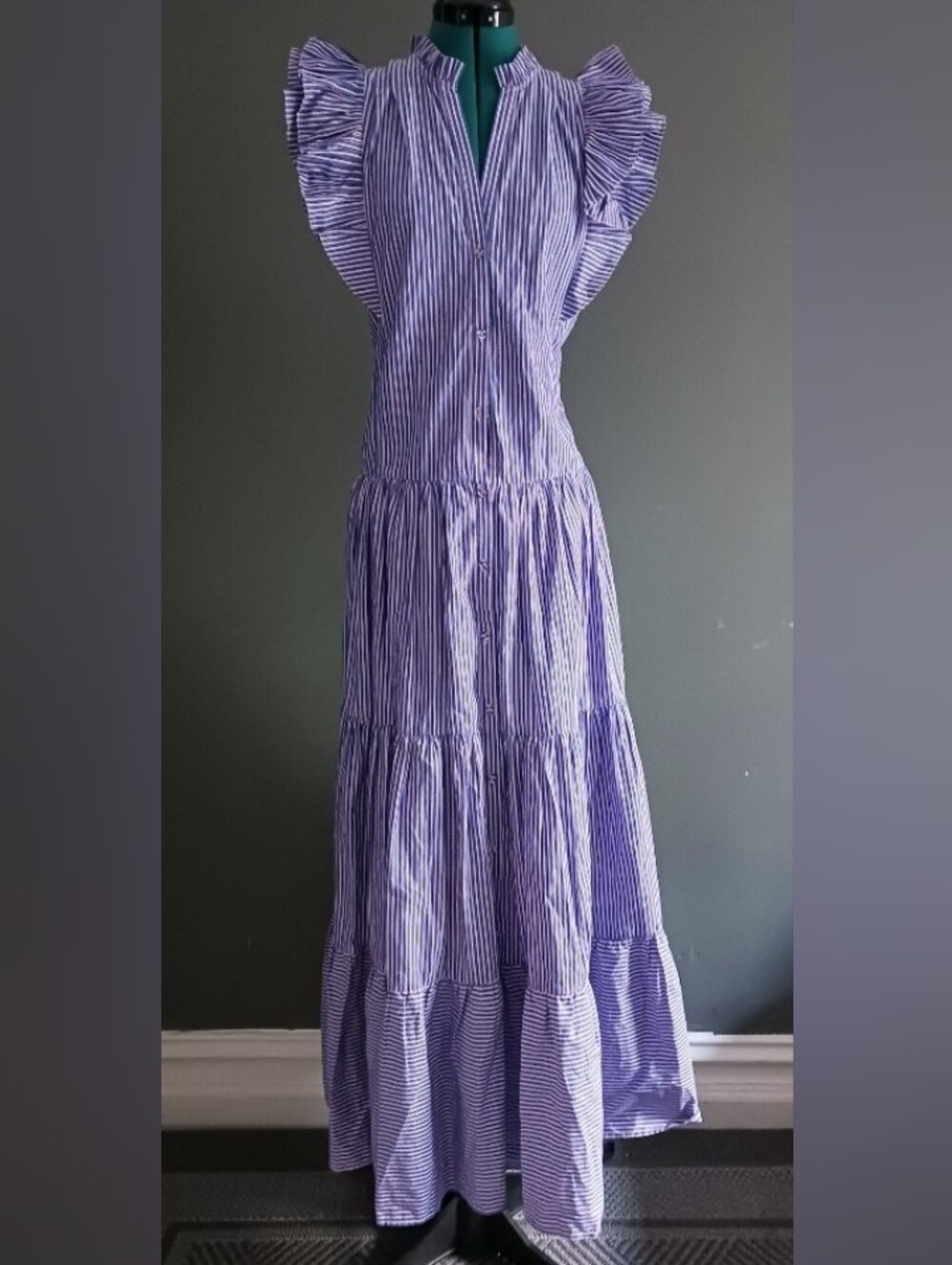 Magali Pascal R9sane Maxi Dress In Stripe Size L - Picture 3 of 12